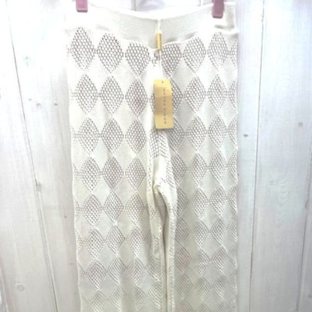 Maria Pavan Off White Knit Wide Leg Pants
